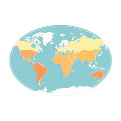 Simplified world map showing continents and oceans, ideal for educational purposes and travel-related content.