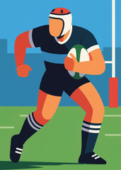 rugby sports players Illustrator Artwork design template poster