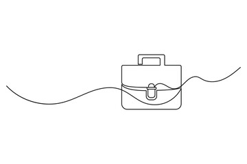 Briefcase office bag continuous one line drawing of outline vector illustration