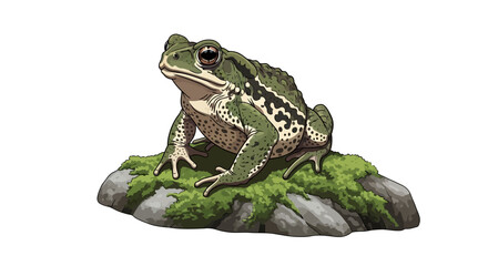 Fototapeta premium green toad perched on mossy rock a highquality illustration for nature documentaries educational materials and childrens books