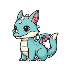 Cute Fantasy Dragon-Fox Hybrid Mascot Vector illustration