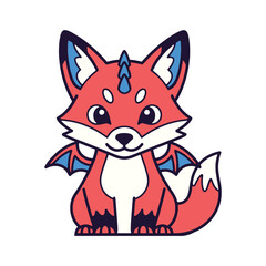 Cute Fantasy Dragon-Fox Hybrid Mascot Vector illustration