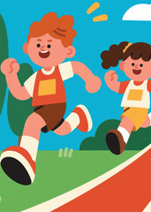 children's running competition Illustrator Artwork design template poster