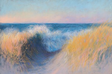 At the cusp of a sandy dune, painters capture the dance of shifting grains, reflecting on resilience and change through pastel layers. 