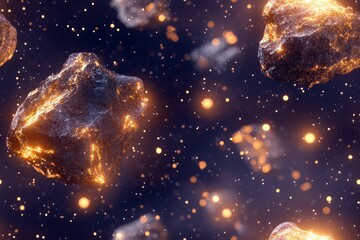 Fototapeta premium Cosmic seamless asteroid patterns in space for artistic design
