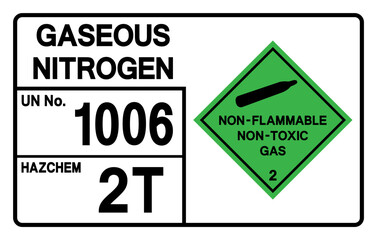Gaseous Nitrogen UN 1066 Symbol Sign, Vector Illustration, Isolate On White Background, Label.EPS10