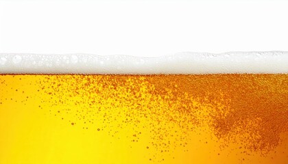 Detailed image of golden beer with bubbles and foam, perfect for beverage and refreshment themes.