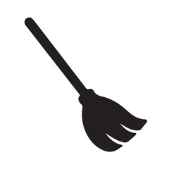 Broom Silhouette Icon with Simple Design
