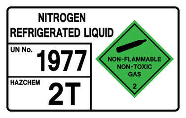 Nitrogen Refgigerated Liquid UN 1977 Symbol Sign, Vector Illustration, Isolate On White Background, Label.EPS10