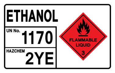 Ethanol UN 1170 Symbol Sign, Vector Illustration, Isolate On White Background, Label.EPS10