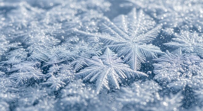 Frozen ice surface with intricate crystalline patterns, high-resolution seamless winter texture for cold environment and seasonal designs