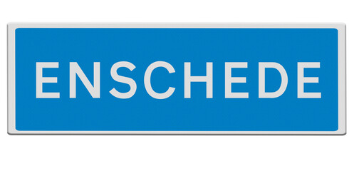 Digital composite. Stadsnaambord Enschede. Road sign for the Dutch town of Enschede.