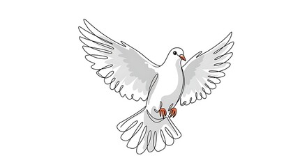 Obraz premium White Dove in Flight with Open Wings on Plain Background