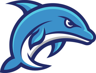 Aggressive blue dolphin mascot logo design