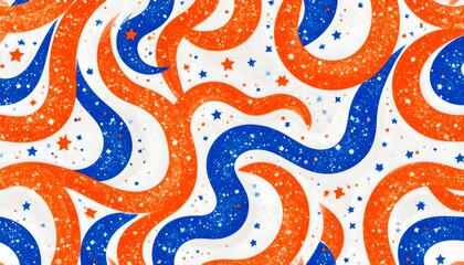 Abstract patriotic orange white and blue glitter sparkle background for voting, memorial, labor day and election	