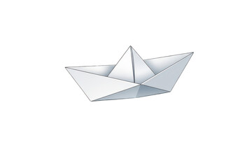 Origami Paper Boat on Transparent Background