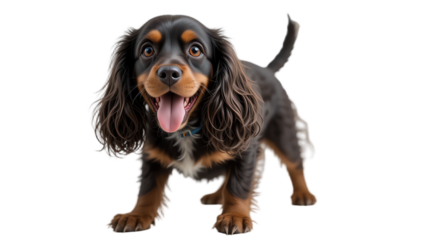 Adorable playful puppy with bright eyes furry coat and happy expression captured in studio for pet lovers showcasing joyful canine personality and cute charm