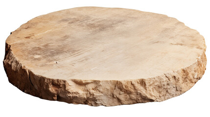 Rough Circular Stone Slab with Textured Edge on White Background for Architecture, Decoration, and Design Concepts