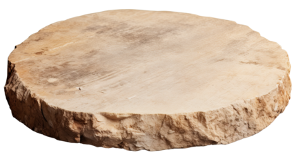 Rough Circular Stone Slab with Textured Edge on White Background for Architecture, Decoration, and Design Concepts