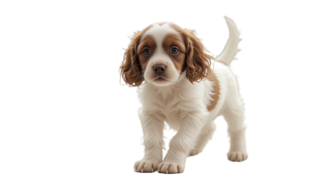 Adorable young puppy with expressive eyes and fluffy fur showcasing playful pose and natural charm in a vibrant high-quality pet photography image