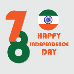 Jashne Azadi, Happy independence day of India, 78 anniversary of India. Vector Illustration. India's flag in circle.