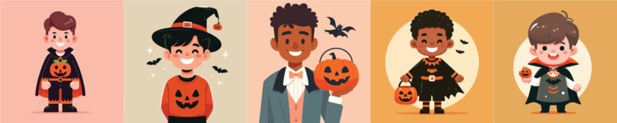vector of a young man wearing a funny Halloween costume