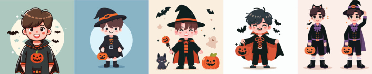 vector of a young man wearing a funny Halloween costume