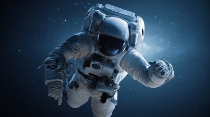 photo realistic astronaut in dramatic pose with stars in visor