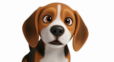 Adorable beagle puppy with soulful eyes looking directly at you, perfect for heartwarming animal-themed designs and captivating pet product advertisements, bringing joy and positive vibes