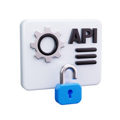 API authentication 3d render icons