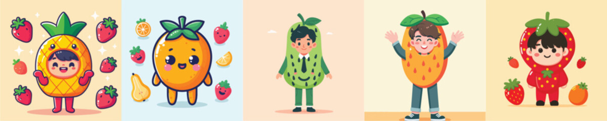 vector of a young man wearing a cute fruit shirt