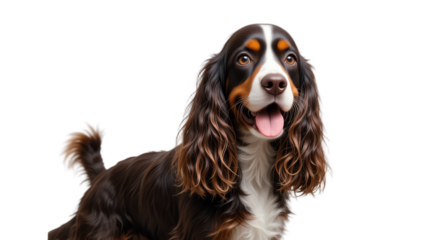 Beautiful studio portrait of a joyful and adorable puppy with expressive eyes furry coat and charming face showcasing happiness and playful personality