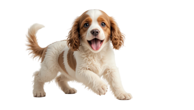 Adorable young puppy with playful expression brown and white fur joyful tail wagging and friendly demeanor perfect for pet lovers and animal enthusiasts