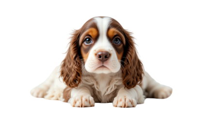 Adorable puppy with expressive eyes and cute face sitting against black background showcasing furry coat playful demeanor and lovable personality