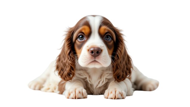 Adorable puppy with expressive eyes and cute face sitting against black background showcasing furry coat playful demeanor and lovable personality