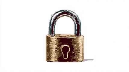 Naklejka premium Vector flat design pixel art of a colorful padlock with detailed textures