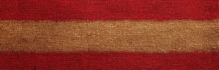 Festive laid woven fabric in shimmering gold and deep red stripes, creating luxurious seasonal cloth background with intricate texture, rich tones, and elegant holiday atmosphere.