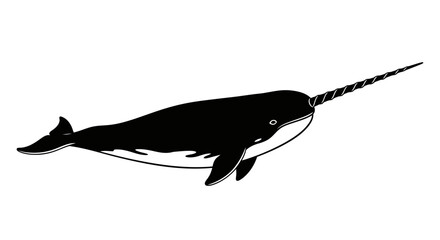 Obraz premium elegant narwhal silhouette perfect for branding logos and arcticthemed designs offering a unique and striking visual identity