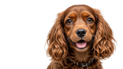 Beautiful adorable puppy portrait showcasing friendly canine face with expressive eyes furry coat and joyful expression in professional pet photography