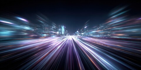 Obraz premium Abstract Light Streaks in Cityscape, Modern Futuristic Background for Technology and Innovation Concepts