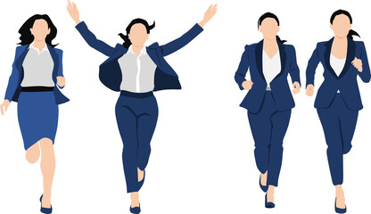 Obraz premium 走るビジネスウーマンのイラストセット