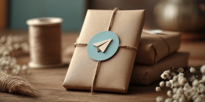 Gifts Wrapped in Brown Paper with Twine and Paper Airplane Embellishments for Special Occasions