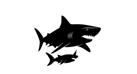 Obraz premium powerful shark silhouette predator and prey perfect for branding marketing and design projects seeking a bold graphic image