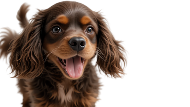 Beautiful joyful puppy portrait featuring adorable brown dog with expressive eyes playful expression furry coat and charismatic personality in natural outdoor setting