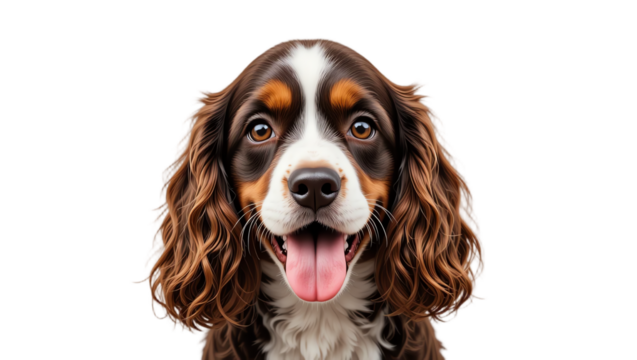 Beautiful adorable dog with long wavy brown fur cheerful expression friendly eyes and playful demeanor in a professional pet photography setting