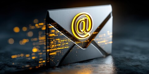 Email Envelope with Glowing Symbol Illustration Representing Electronic Communication and Digital Connection