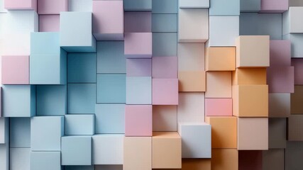 Abstract geometric background featuring pastel blue and pink cubes modern 3D pattern creating soft, calming, and visually appealing abstract design - Powered by Adobe