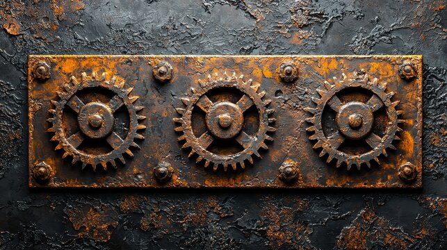 A rusty, aged wall, reminiscent of Victorian-era machinery, served as the backdrop for a captivating steampunk texture design, where gears and intricate metal parts seemed to pulse with an inner 