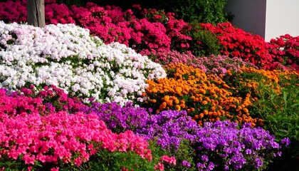 Colorful azalea garden display