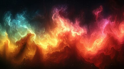 A swirling canvas of vibrant hues, where digital brushstrokes painted a dynamic landscape bathed in a warm, ethereal glow, inviting contemplation and imagination 